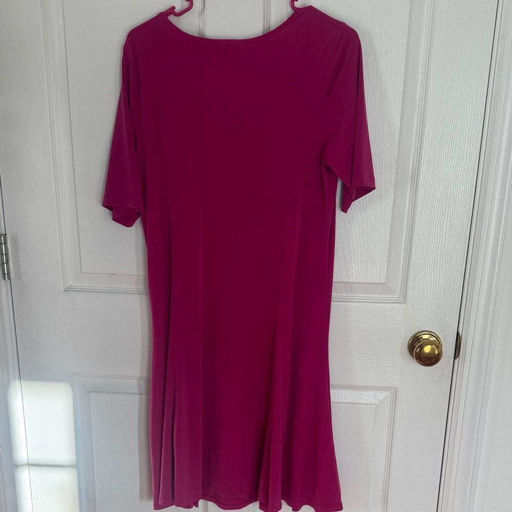 Susan Graver Fuchsia Short Sleeve Top - Picture 3 of 4